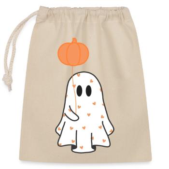 Cute Heart Ghost - Closable cotton gift bag (25x30cm) - nature - Front