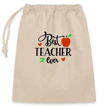Back To School - Closable cotton gift bag (25x30cm) - nature - Front