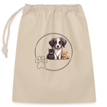 Les chiens et les chats adorent - Sac cadeau en coton avec cordon (25 x 30 cm) - nature - Devant