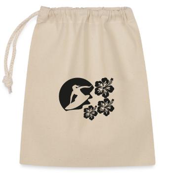 Female surfer - Closable cotton gift bag (25x30cm) - nature - Front