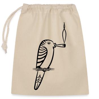 wellensittich joint kiffen - Closable cotton gift bag (25x30cm) - nature - Front