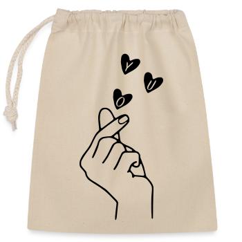 Love you - Valentinstag Partnerlook Design - Verschließbarer Geschenkbeutel aus Baumwolle (25x30cm) - Natur - Vorne