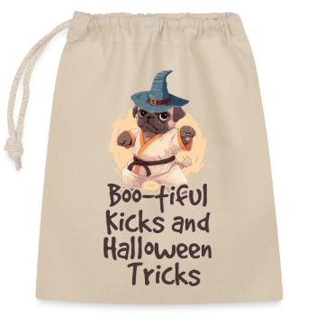 Karate Halloween Boo-tiful Kicks Kickboxing - Closable cotton gift bag (25x30cm) - nature - Front