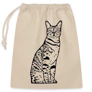 Chat, Chaton, Chat Tigre - Sac cadeau en coton avec cordon (25 x 30 cm) - nature - Devant