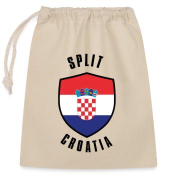 Split Croatia Shield - Closable cotton gift bag (25x30cm) - nature - Front