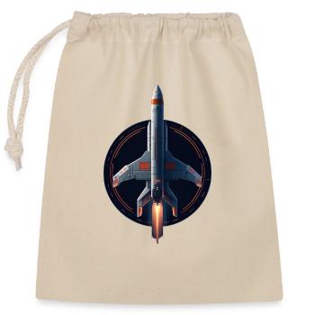 Weltraum-Rakete - Verschließbarer Geschenkbeutel aus Baumwolle (25x30cm) - Natur - Vorne