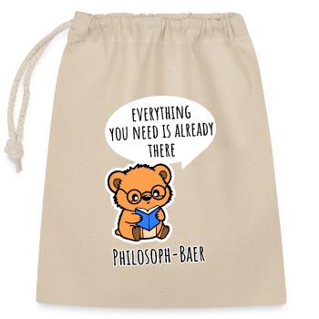 Philosopher Bear - Everything you need is already there - Closable cotton gift bag (25x30cm) - nature - Front