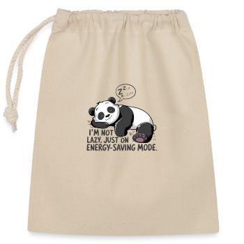 Lazy Panda in Power Saving Mode Relax and - Closable cotton gift bag (25x30cm) - nature - Front