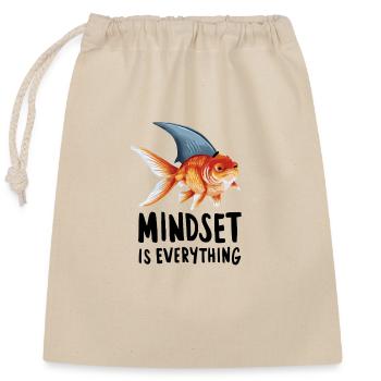 Mindset is everything, goldfish with shark fin - Closable cotton gift bag (25x30cm) - nature - Front