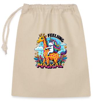 Feeling Magical Unicorn Giraffe Adventure - Closable cotton gift bag (25x30cm) - nature - Front