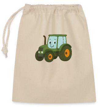 Tracteur - Sac cadeau en coton avec cordon (25 x 30 cm) - nature - Devant