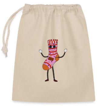 Figurine chaussette pailletée - Sac cadeau en coton avec cordon (25 x 30 cm) - nature - Devant