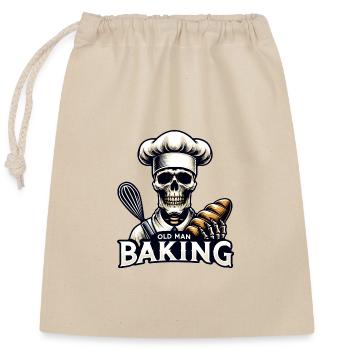 Old Man Baking Skull mit Bäckermütze backt Brot - Verschließbarer Geschenkbeutel aus Baumwolle (25x30cm) - Natur - Vorne