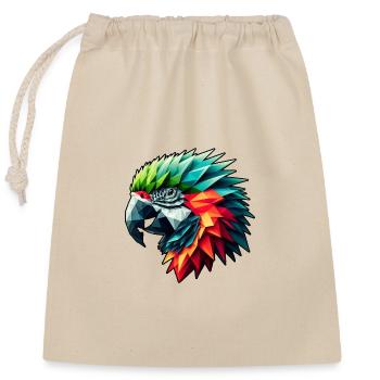 Perroquet dans le design polygonal coloré - Sac cadeau en coton avec cordon (25 x 30 cm) - nature - Devant