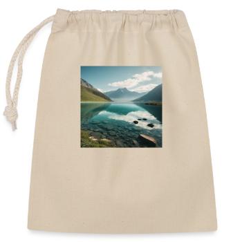 Panorama de montagne avec lac - Sac cadeau en coton avec cordon (25 x 30 cm) - nature - Devant