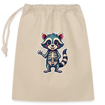 Skeleton Raccoon – Cute, Cheeky & a Little Bit - Closable cotton gift bag (25x30cm) - nature - Front