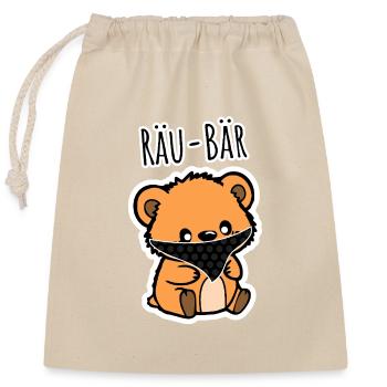 Räu-Bär - der niedliche kleine Bär ist ein Räuber - Verschließbarer Geschenkbeutel aus Baumwolle (25x30cm) - Natur - Vorne