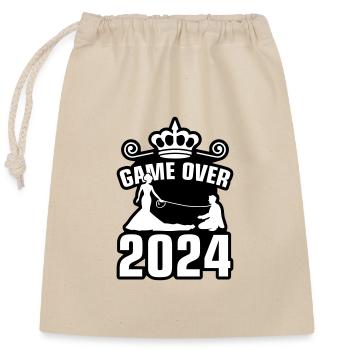 Game Over 2024 Mariage - Sac cadeau en coton avec cordon (25 x 30 cm) - nature - Devant