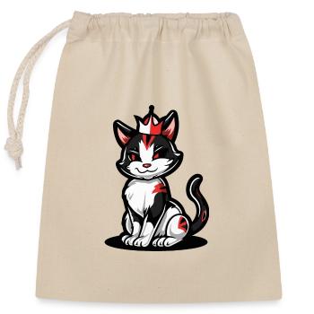 Cat Comic Crown - Closable cotton gift bag (25x30cm) - nature - Front