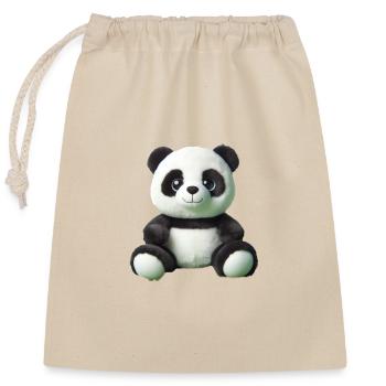 Panda - Verschließbarer Geschenkbeutel aus Baumwolle (25x30cm) - Natur - Vorne