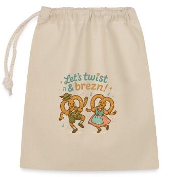 Bretzels dansants à la bavière - Sac cadeau en coton avec cordon (25 x 30 cm) - nature - Devant