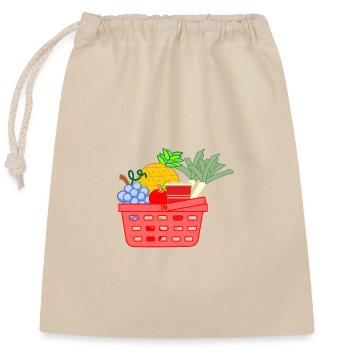 Shopping basket with fruit and vegetables - Closable cotton gift bag (25x30cm) - nature - Front