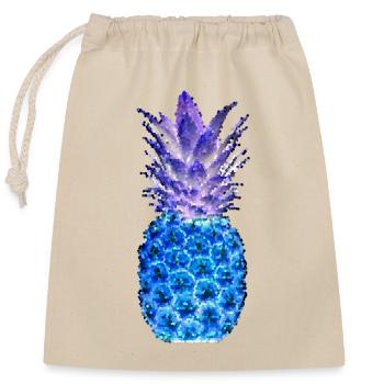 ANANAS MOSAIK night - Verschließbarer Geschenkbeutel aus Baumwolle (25x30cm) - Natur - Vorne