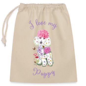 J’aime mon chiot - Sac cadeau en coton avec cordon (25 x 30 cm) - nature - Devant