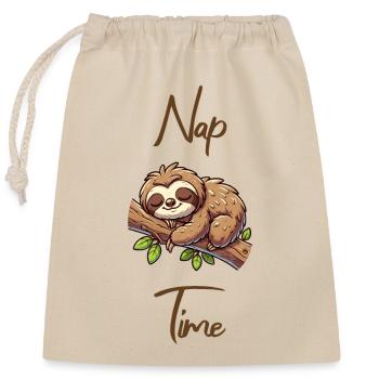 Nap time Schlafenszeit Faultier - Verschließbarer Geschenkbeutel aus Baumwolle (25x30cm) - Natur - Vorne