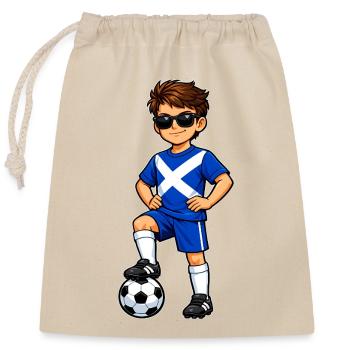 Soccer Boy Scotland Fan Scottish Flag - Closable cotton gift bag (25x30cm) - nature - Front