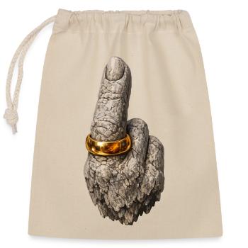 Main de pierre brute avec bague en or - Sac cadeau en coton avec cordon (25 x 30 cm) - nature - Devant
