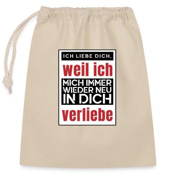 Deine Liebesbotschaften für jeden Tag - Verschließbarer Geschenkbeutel aus Baumwolle (25x30cm) - Natur - Vorne