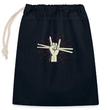 Batterie, Tambour, Musique, Instrument - Sac cadeau en coton avec cordon (25 x 30 cm) - bleu marine - Devant