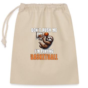 Faultier Basketball Ich hetze nicht ich spiele - Verschließbarer Geschenkbeutel aus Baumwolle (25x30cm) - Natur - Vorne