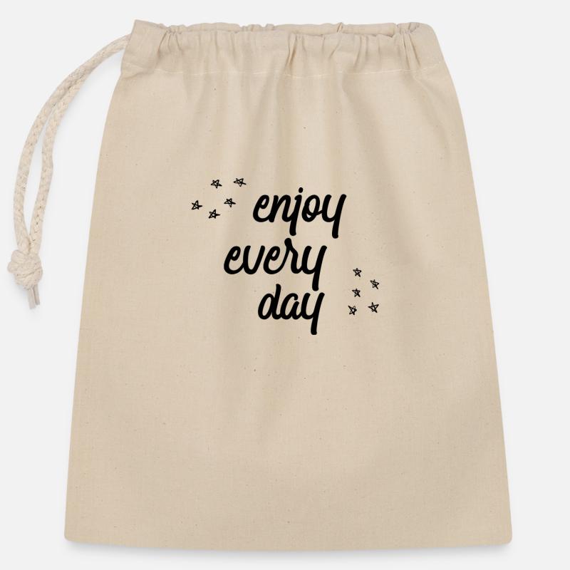 enjoy every day - Closable cotton gift bag (25x30cm) - nature