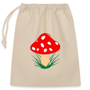 Mushroom red with white dots Autumn - Closable cotton gift bag (25x30cm) - nature - Front