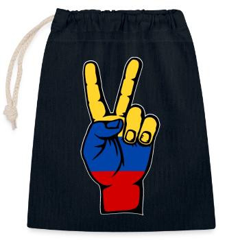 Colombia Flag Peace Symbol - Closable cotton gift bag (25x30cm) - navy - Front