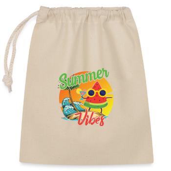 Summer Vibes Watermelon Design - Closable cotton gift bag (25x30cm) - nature - Front