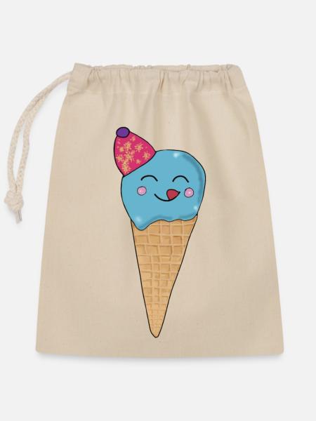 Eis-Eistüte - Verschließbarer Geschenkbeutel aus Baumwolle (25x30cm) - Natur