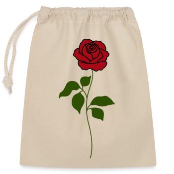 Rose Rouge tige verte - Sac cadeau en coton avec cordon (25 x 30 cm) - nature - Devant