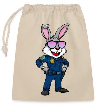 Polizei Hase - Verschließbarer Geschenkbeutel aus Baumwolle (25x30cm) - Natur - Vorne