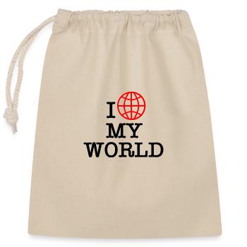 I love my world - Closable cotton gift bag (25x30cm) - nature - Front