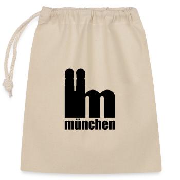 Servus - Gruß aus München - Frauenkirche - Verschließbarer Geschenkbeutel aus Baumwolle (25x30cm) - Natur - Vorne