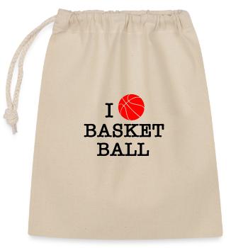 Ich liebe Basketball - Verschließbarer Geschenkbeutel aus Baumwolle (25x30cm) - Natur - Vorne