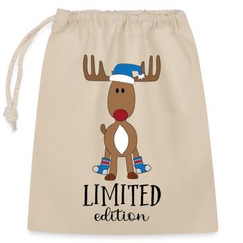 Moose Rudolph at Christmas - Closable cotton gift bag (25x30cm) - nature - Front