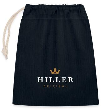 Logo original de la famille Hiller - Sac cadeau en coton avec cordon (25 x 30 cm) - bleu marine - Devant