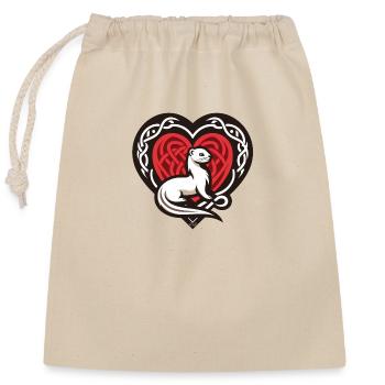 Curious ermine heart from Brittany - Closable cotton gift bag (25x30cm) - nature - Front
