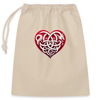 Celtic dragon heart from Brittany - Closable cotton gift bag (25x30cm) - nature - Front