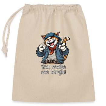 Vous me faites rire ! - Sac cadeau en coton avec cordon (25 x 30 cm) - nature - Devant