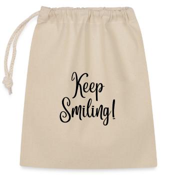 Keep smiling - Verschließbarer Geschenkbeutel aus Baumwolle (25x30cm) - Natur - Vorne